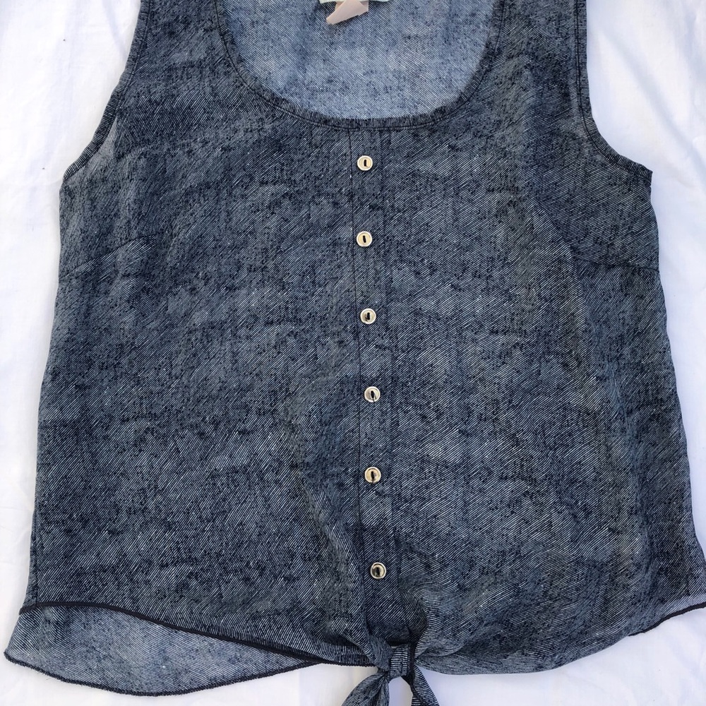 Adorable Denim Style Tank with Silver Buttons